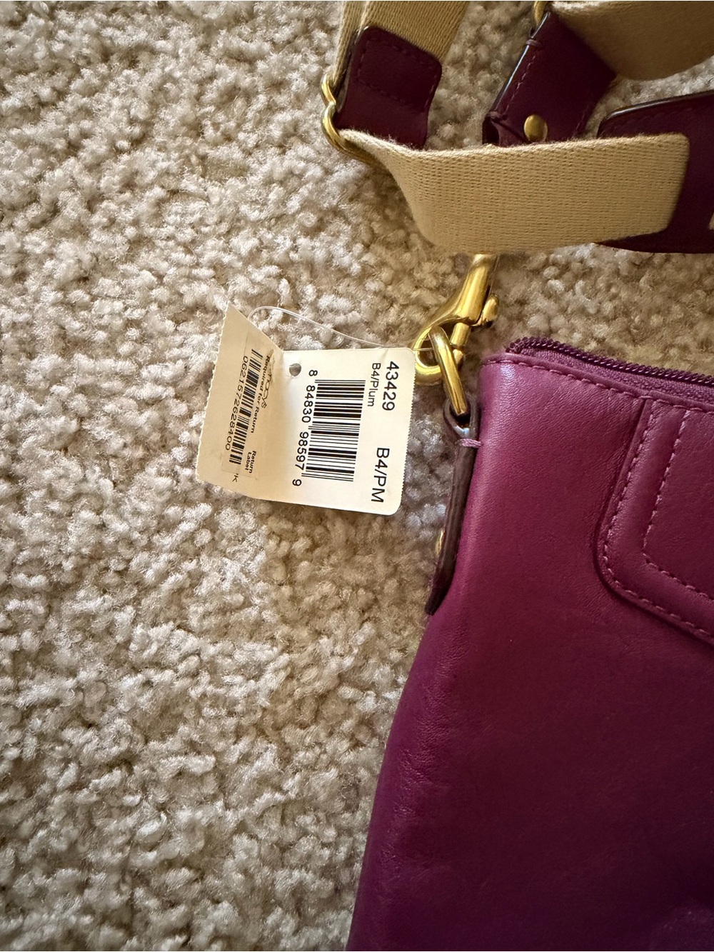 Coach Plum Pebble Leather Crossbody with Cream Contrast Strap - Picture 9 of 9